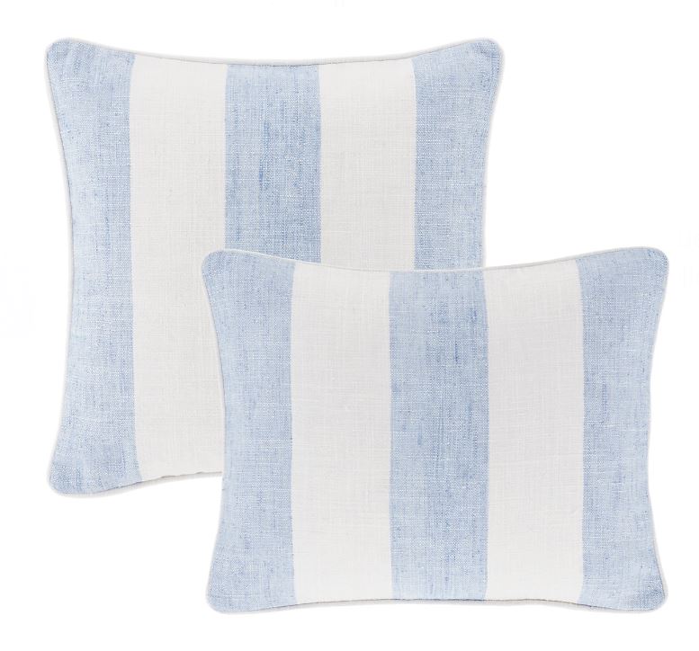 Awning Stripe Pillow- French Blue