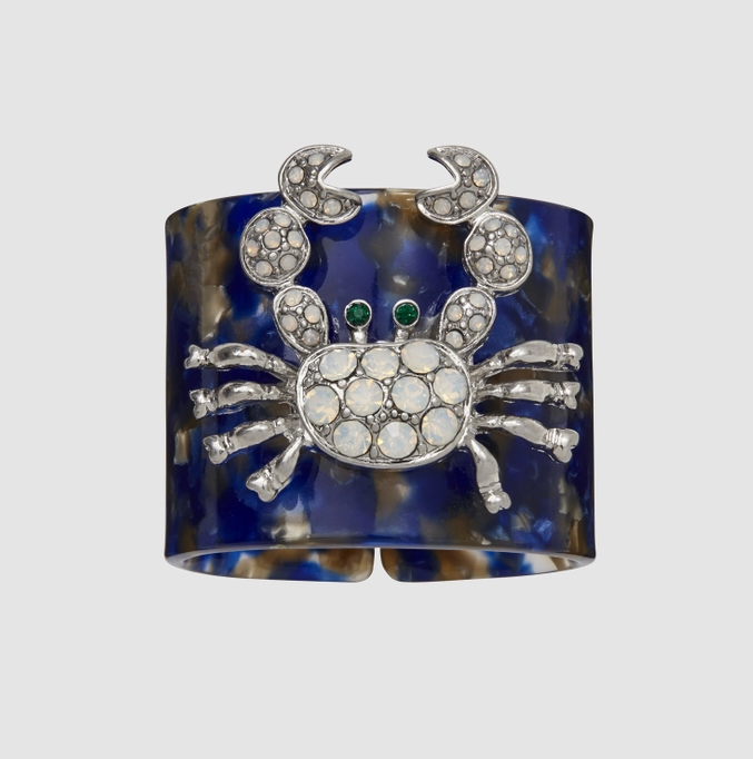 Blue Crab Tortoiseshell Resin Napkin Ring Set