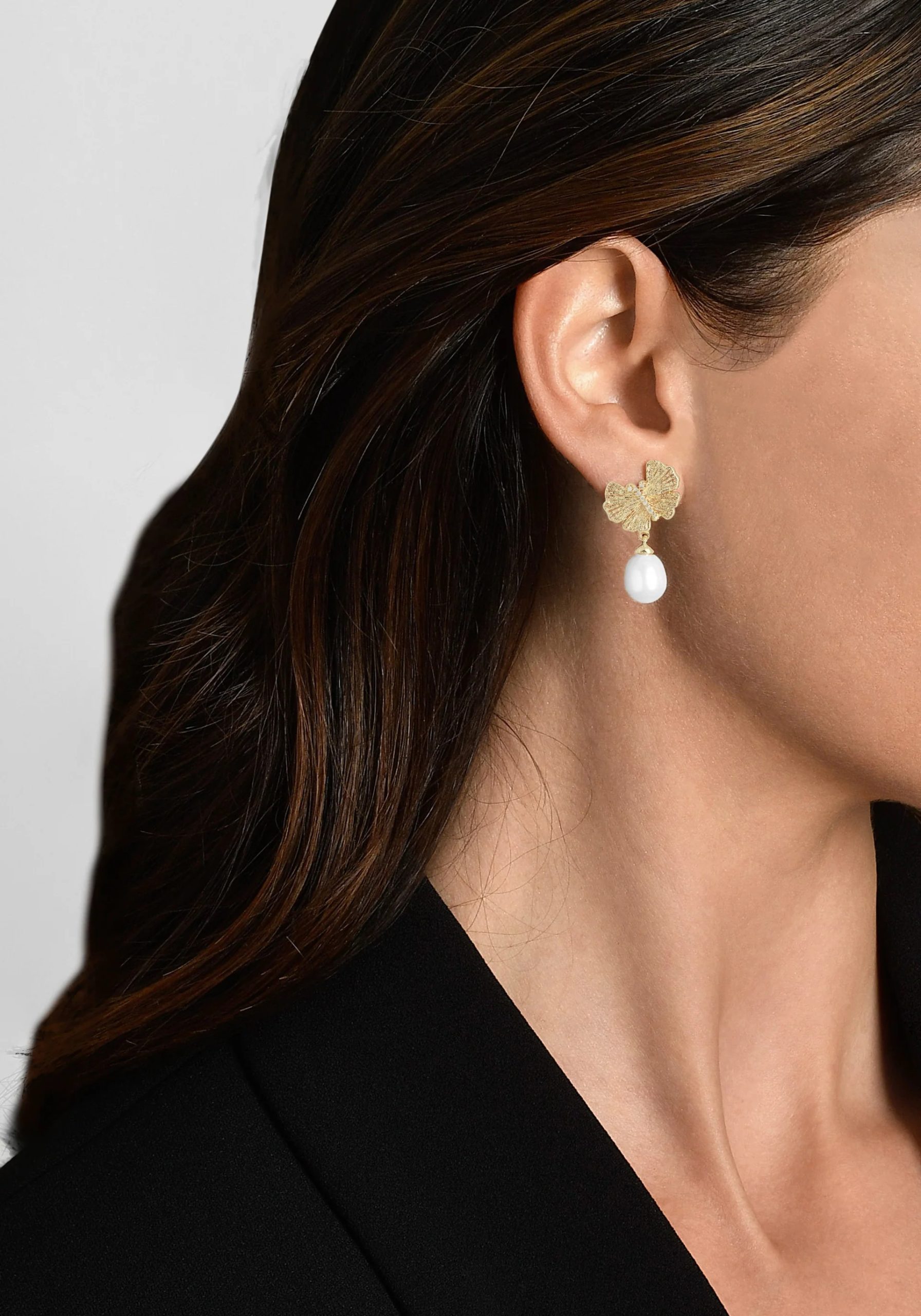 Butterfly with Pearl Drop Earrings - Image 2