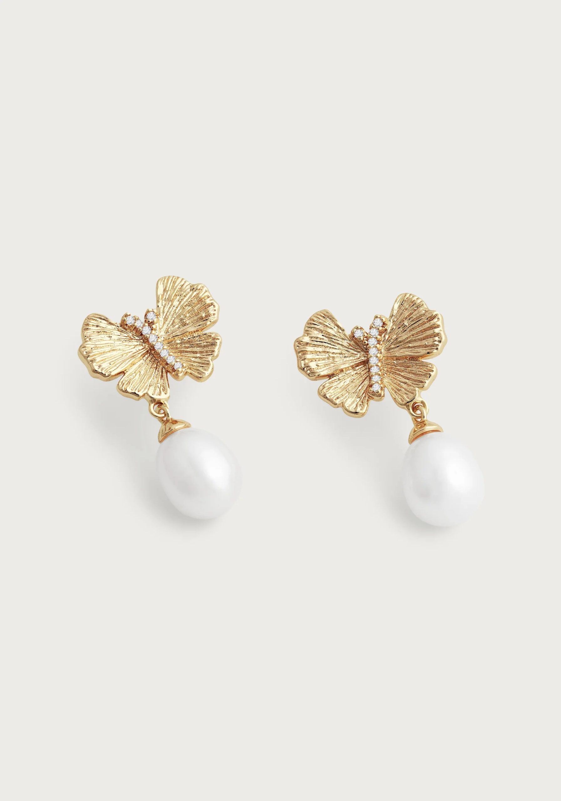 Butterfly with Pearl Drop Earrings - Image 3