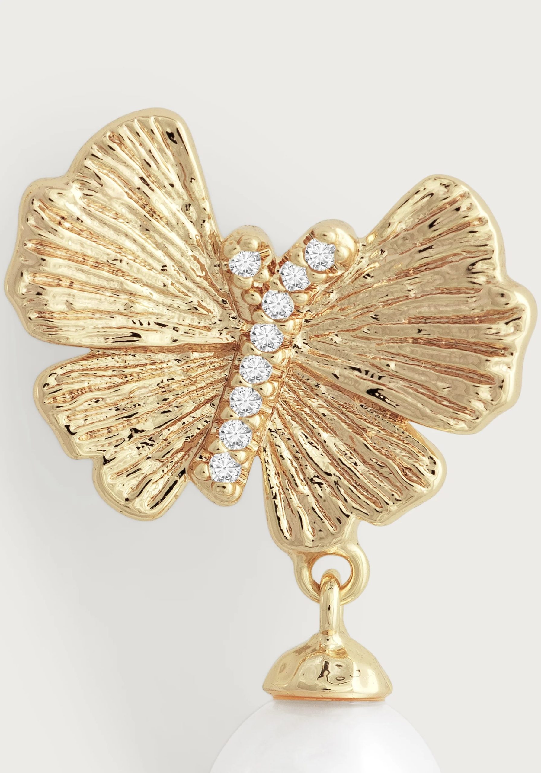 Butterfly with Pearl Drop Earrings - Image 4
