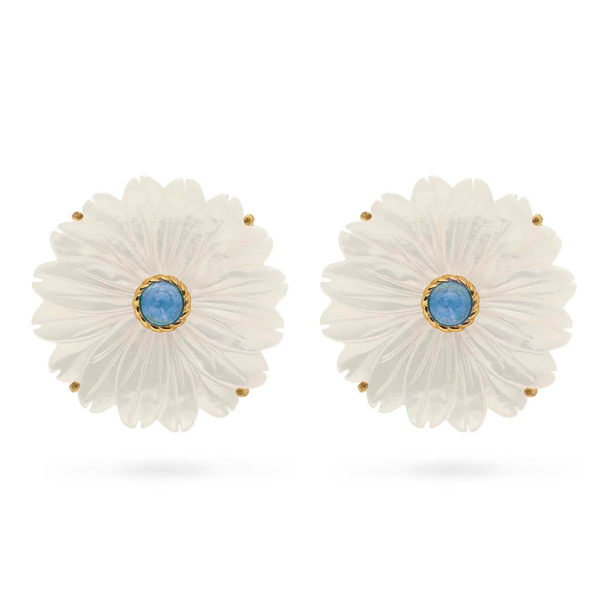 Mermaid Garden Flower Stud Earrings - MOP/Ocean Jade - Image 2