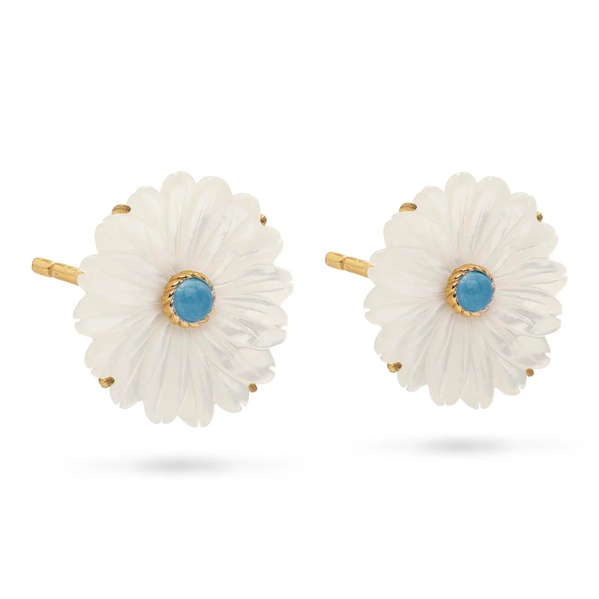 Mermaid Garden Flower Stud Earrings - MOP/Ocean Jade - Image 3