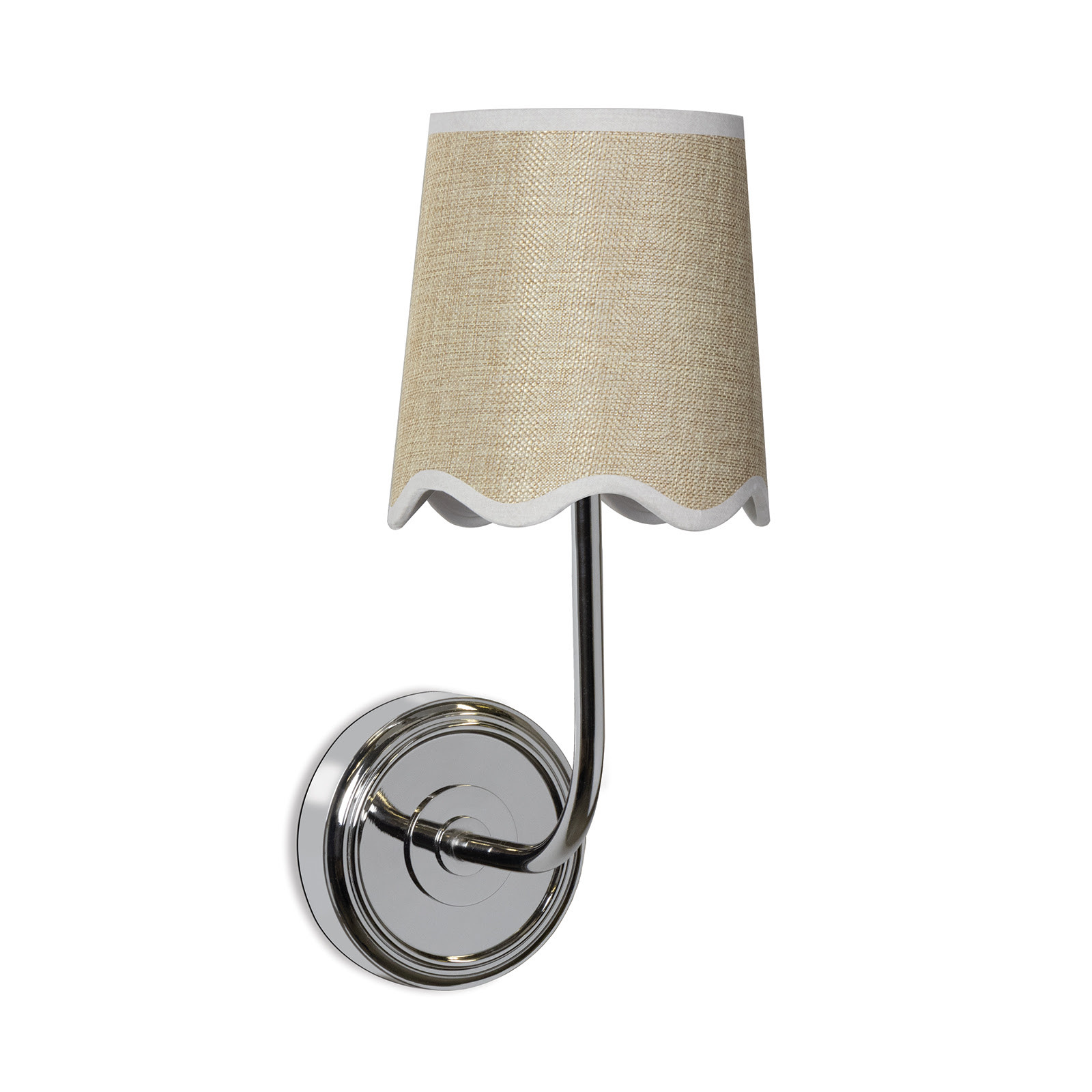Scalloped Polished Nickel Sconce Pair - Image 3