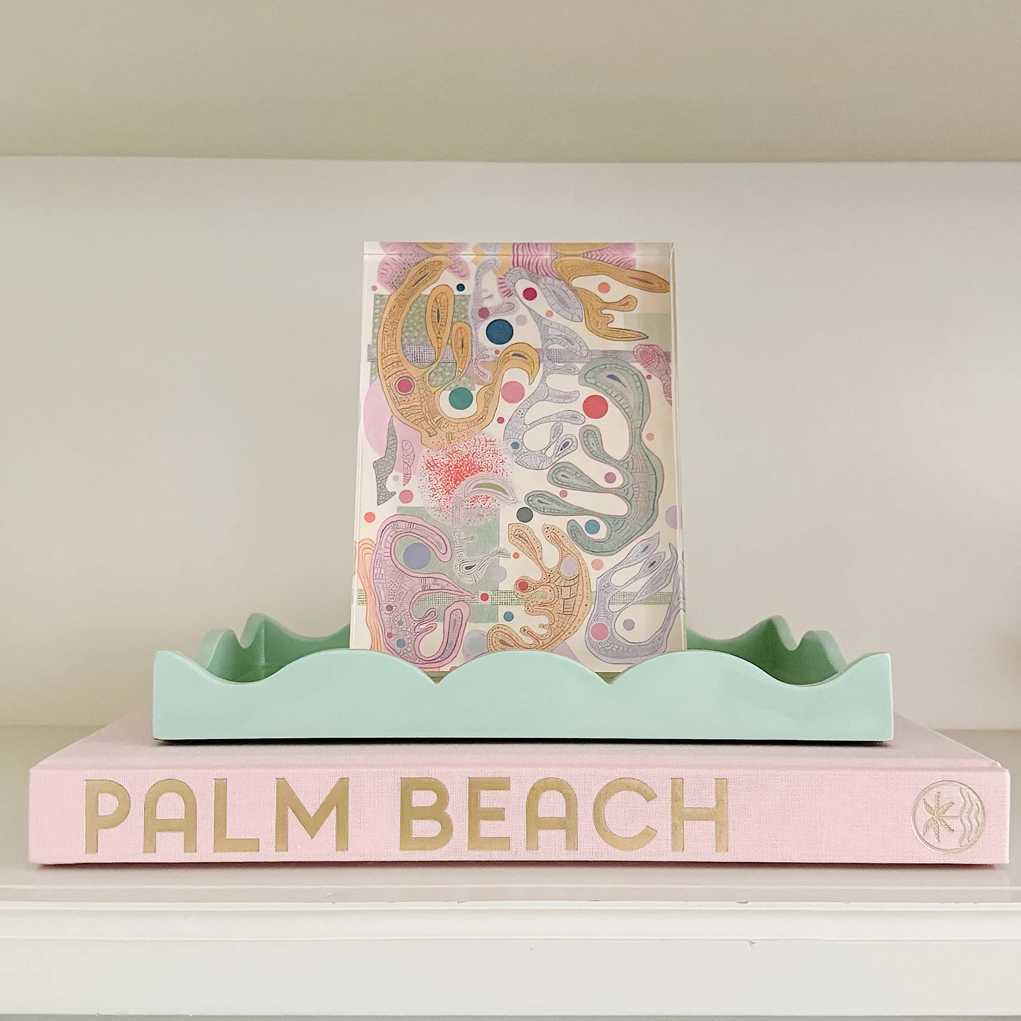 Scalloped Lacquer Tray- Mint Green