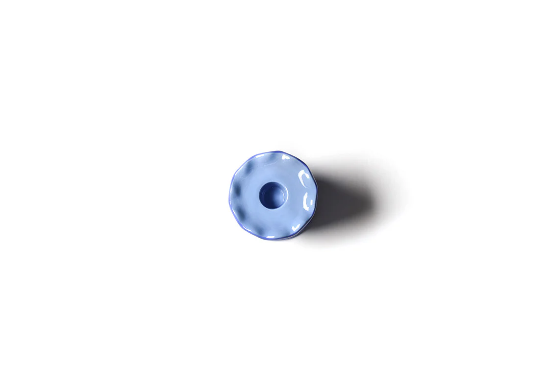 Iris Blue Small Ruffle Knob Candleholder- Pair - Image 2