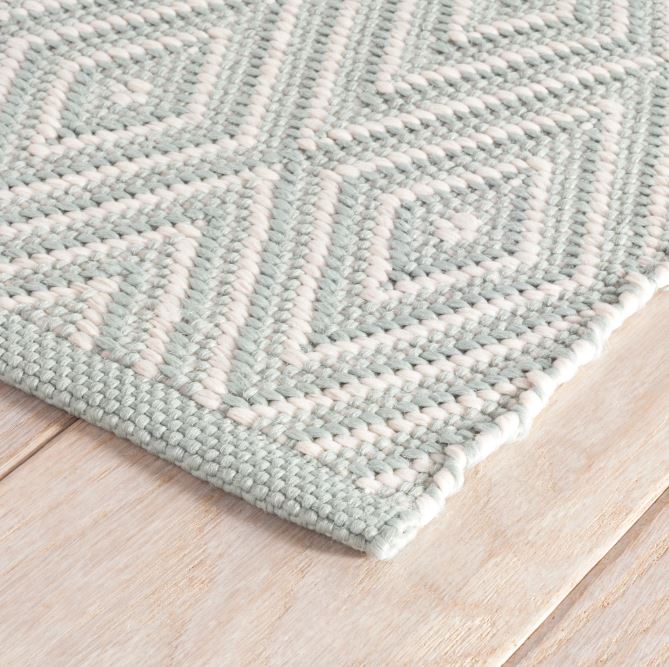Diamond Handwoven Indoor/Outdoor Rug- Light Blue/Ivory - Image 2