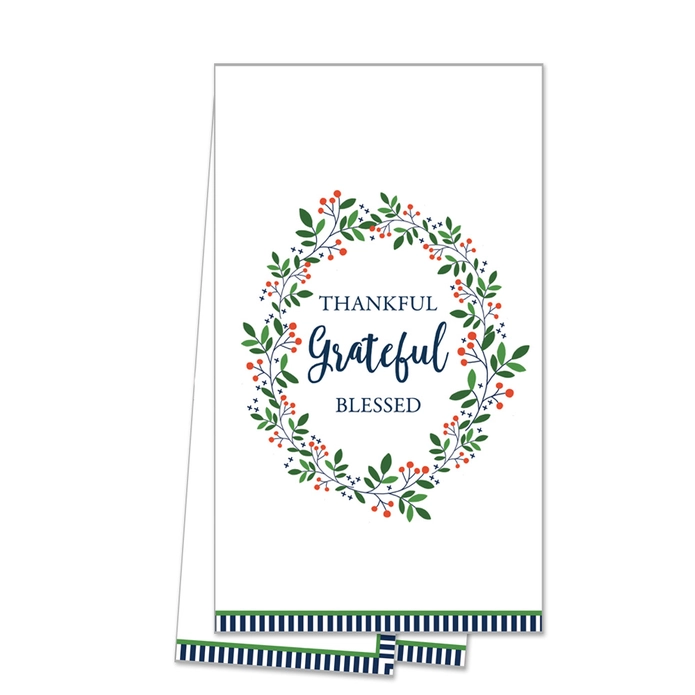 Thankful Grateful Blessed Tea Towel