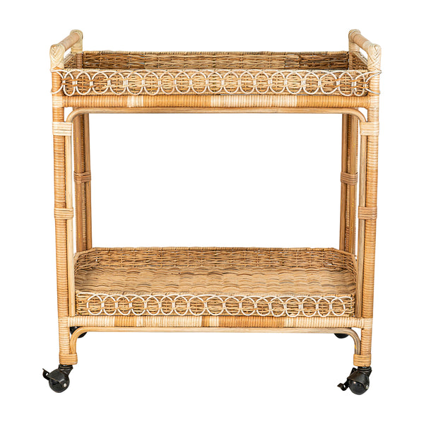 Provence Rattan Whitewash Bar Cart - Image 2
