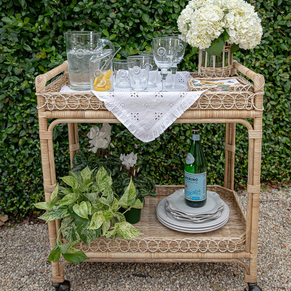 Provence Rattan Whitewash Bar Cart - Image 4