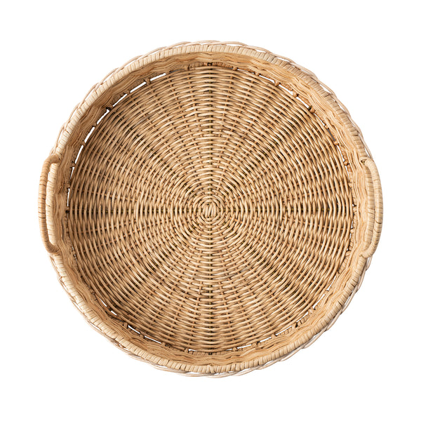 Provence Rattan Whitewash Round Tray - Image 2