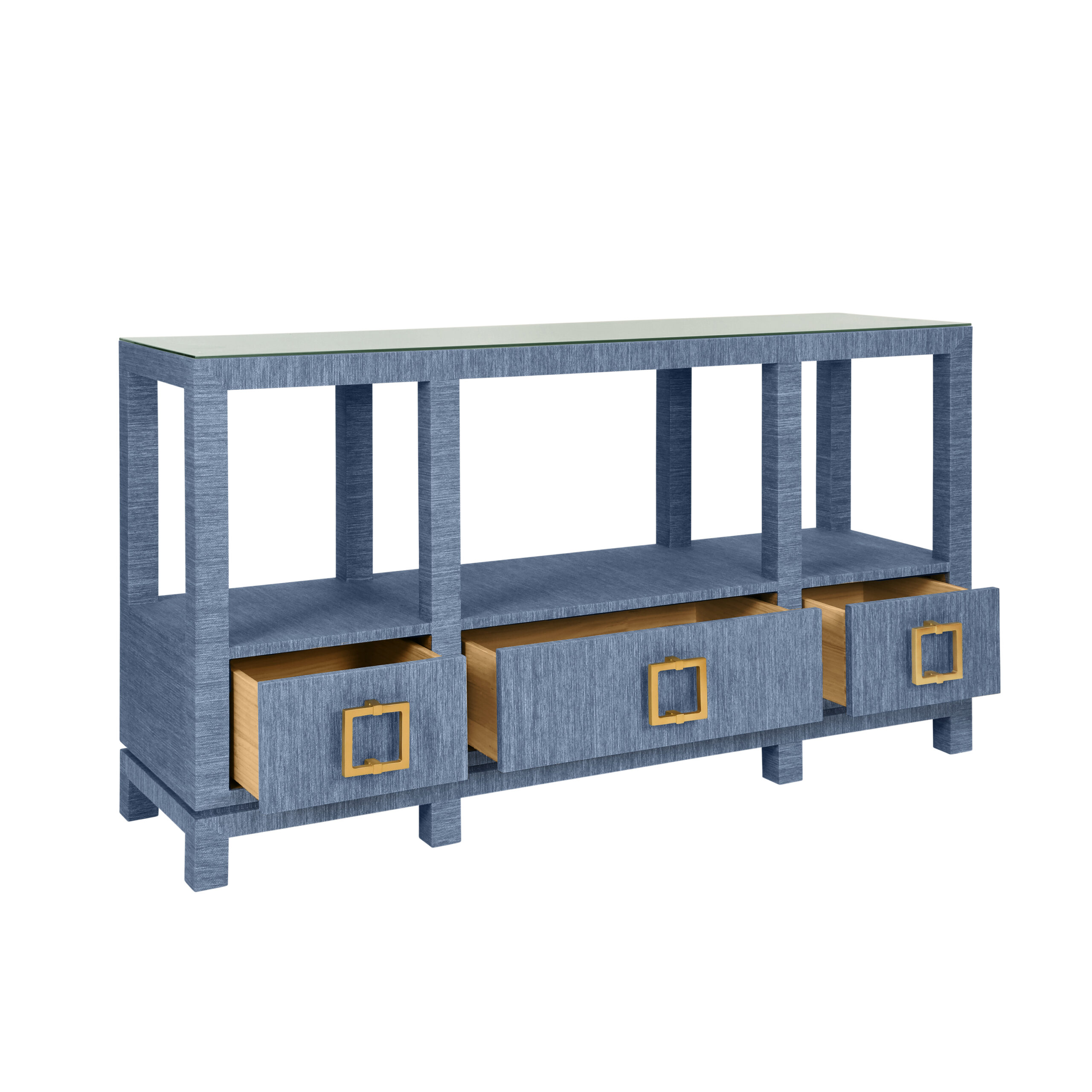 Blue Grasscloth Console - Image 4