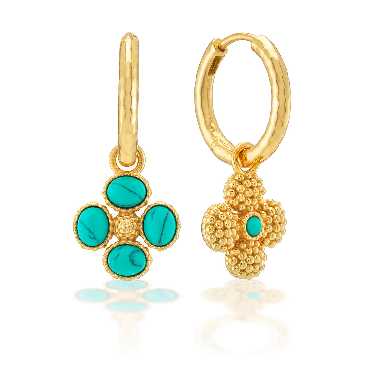 Berry Clover Hoop Earrings with Double Sided Charm - Image 2