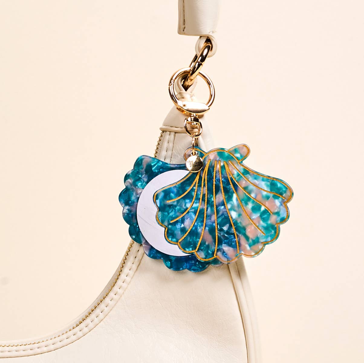 Mini Mirror Bag Charm-Shell - Image 2