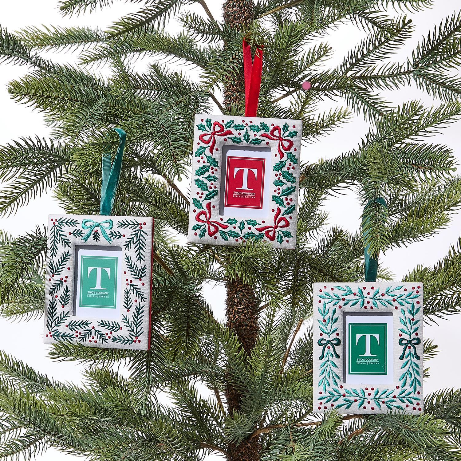 Embroidered Holiday Photo Frame Ornament - Image 2