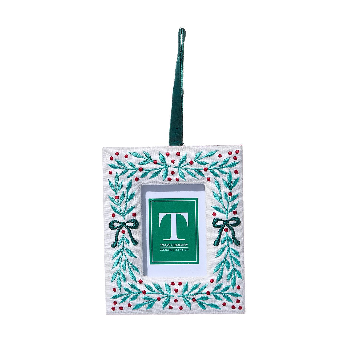Embroidered Holiday Photo Frame Ornament - Image 3