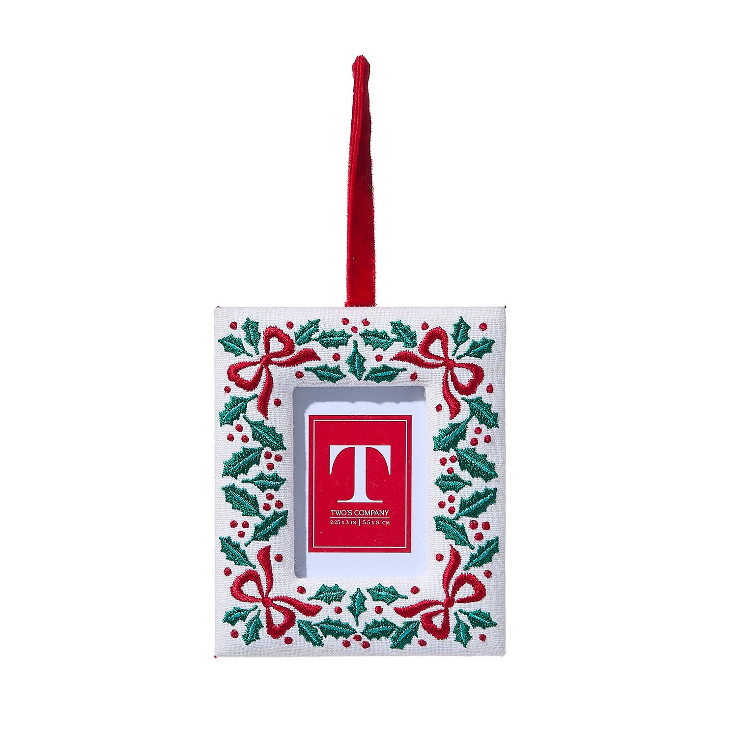 Embroidered Holiday Photo Frame Ornament - Image 4