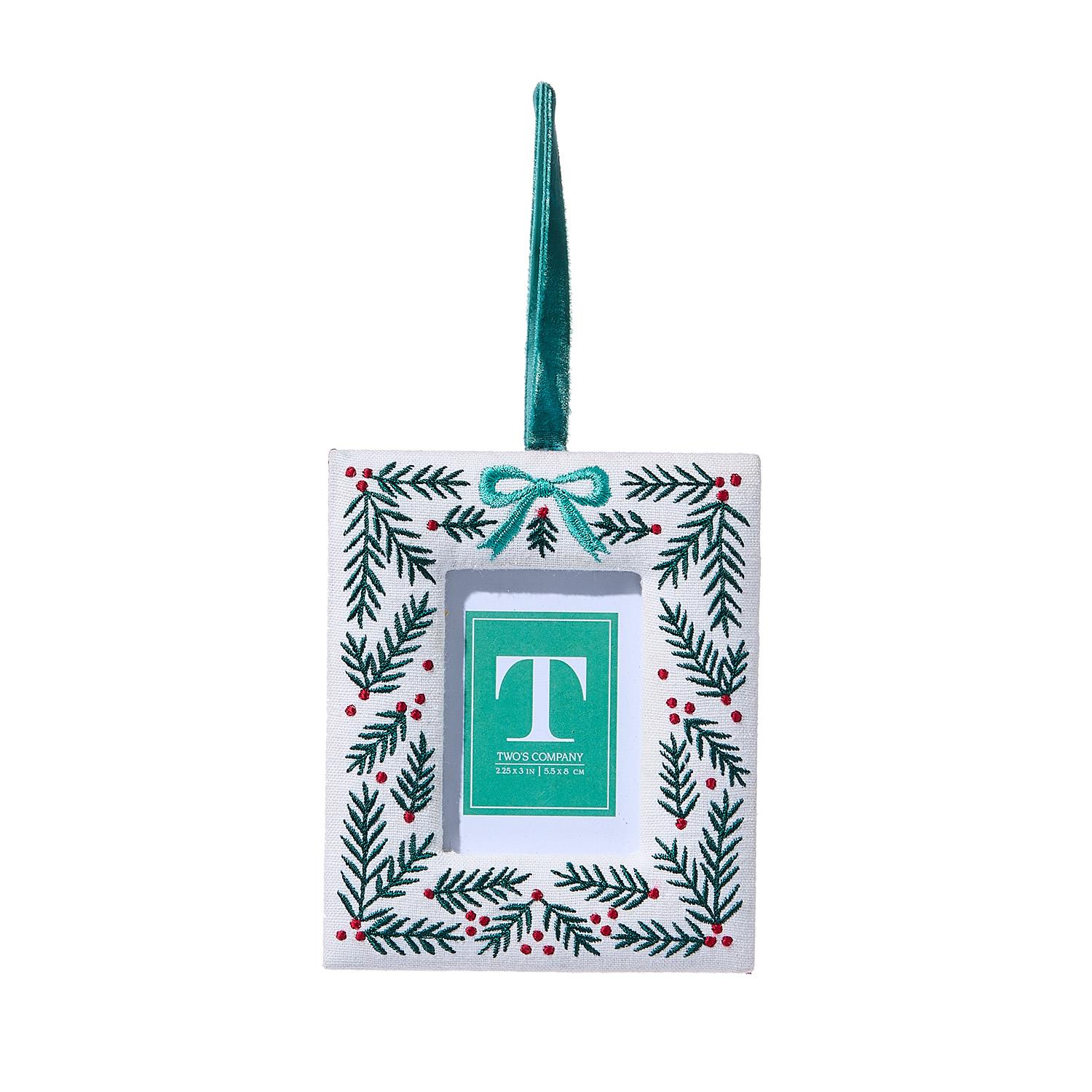 Embroidered Holiday Photo Frame Ornament - Image 5
