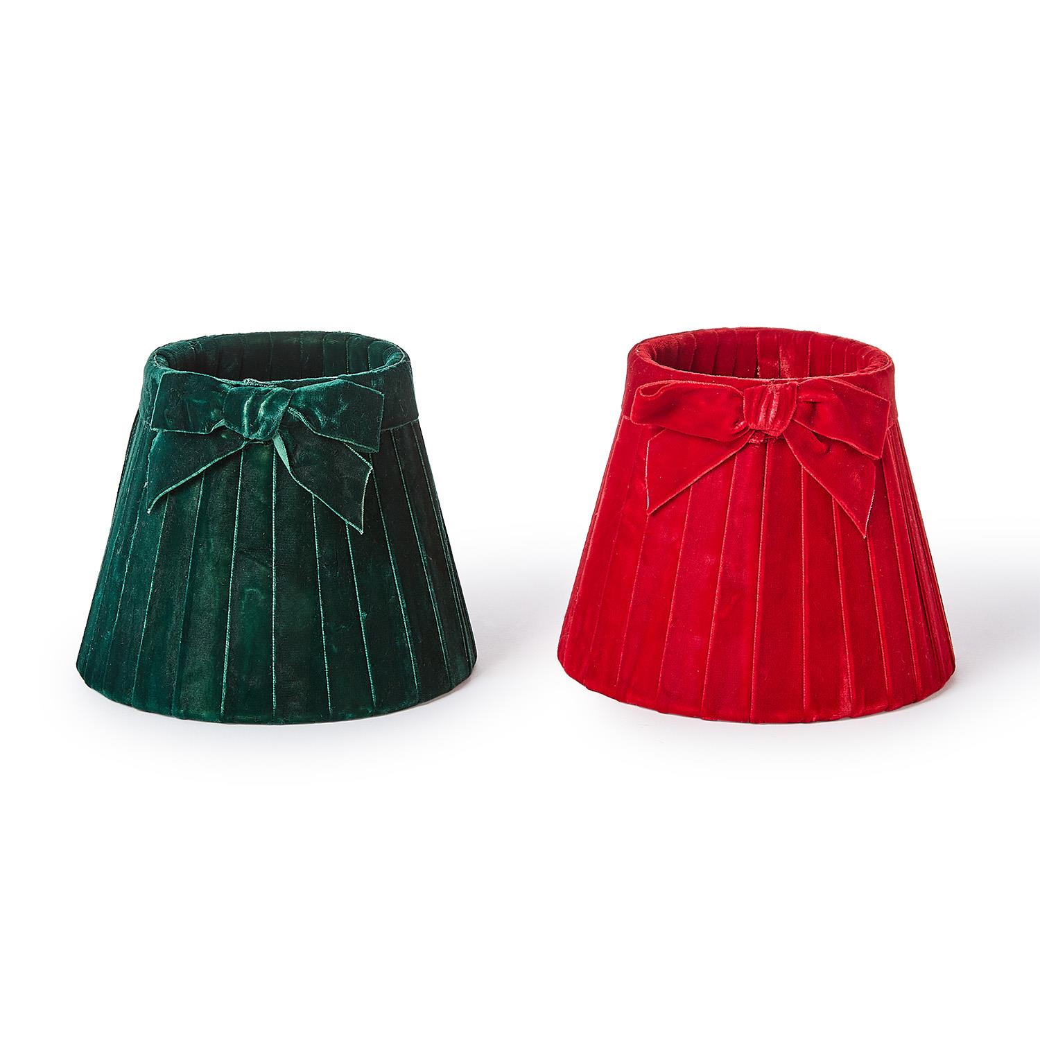 Pleated Bow Velvet Lampshade Cover