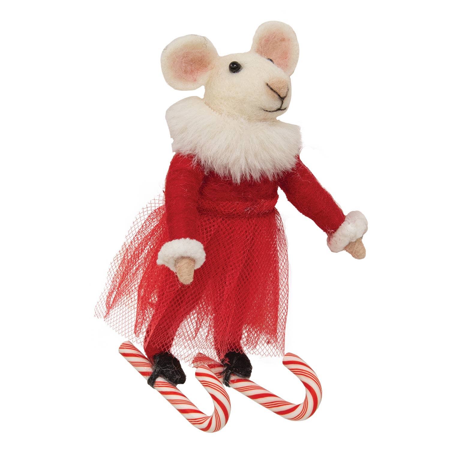 Candy Cane Skiing Mouse Ornament