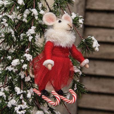 Candy Cane Skiing Mouse Ornament - Image 2