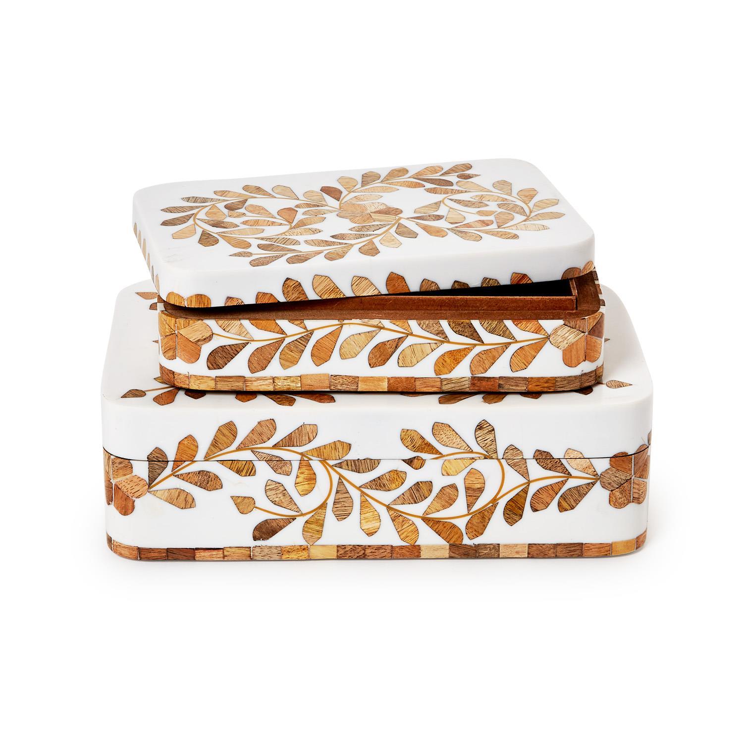 Natural Wood Inlay Covered Box
