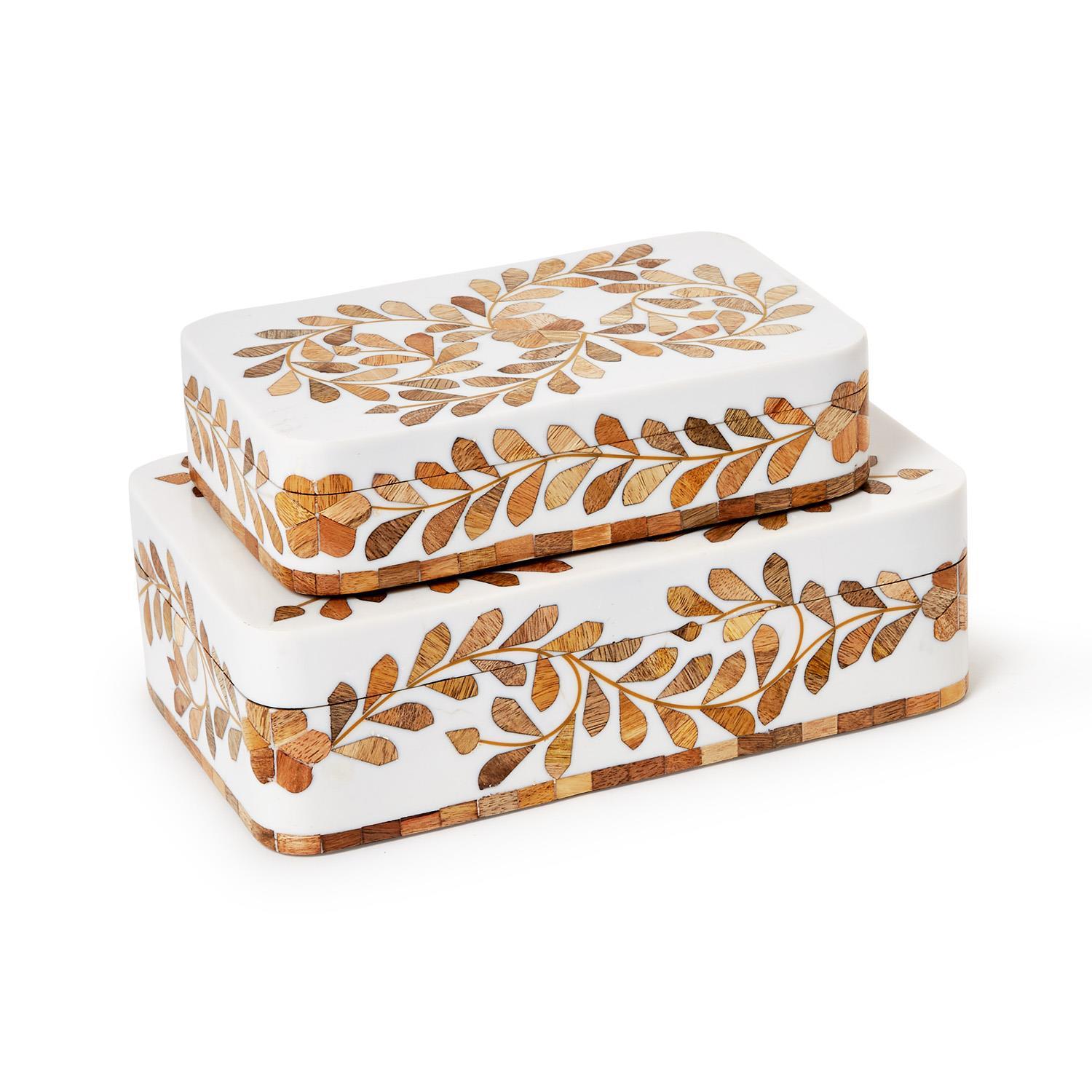Natural Wood Inlay Covered Box - Image 4