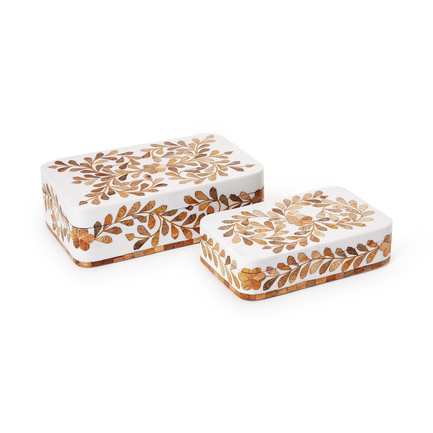 Natural Wood Inlay Covered Box - Image 2