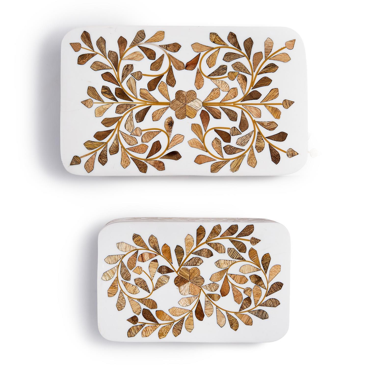 Natural Wood Inlay Covered Box - Image 5