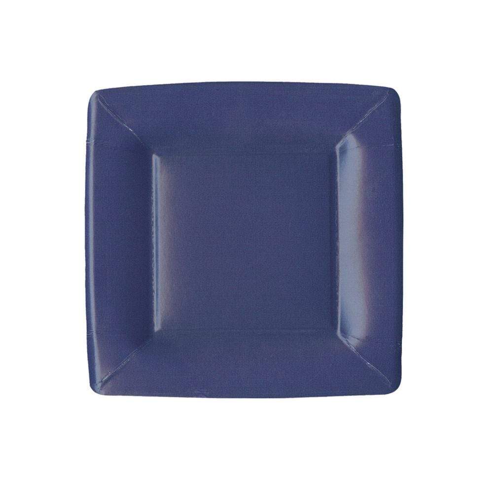 Grograin Border Navy Sq Salad/Dessert Plate