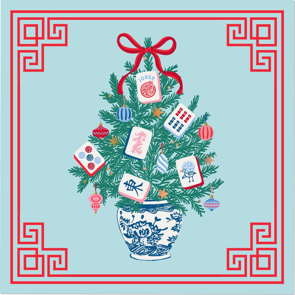 Mahjong Christmas Tree Cocktail Napkin