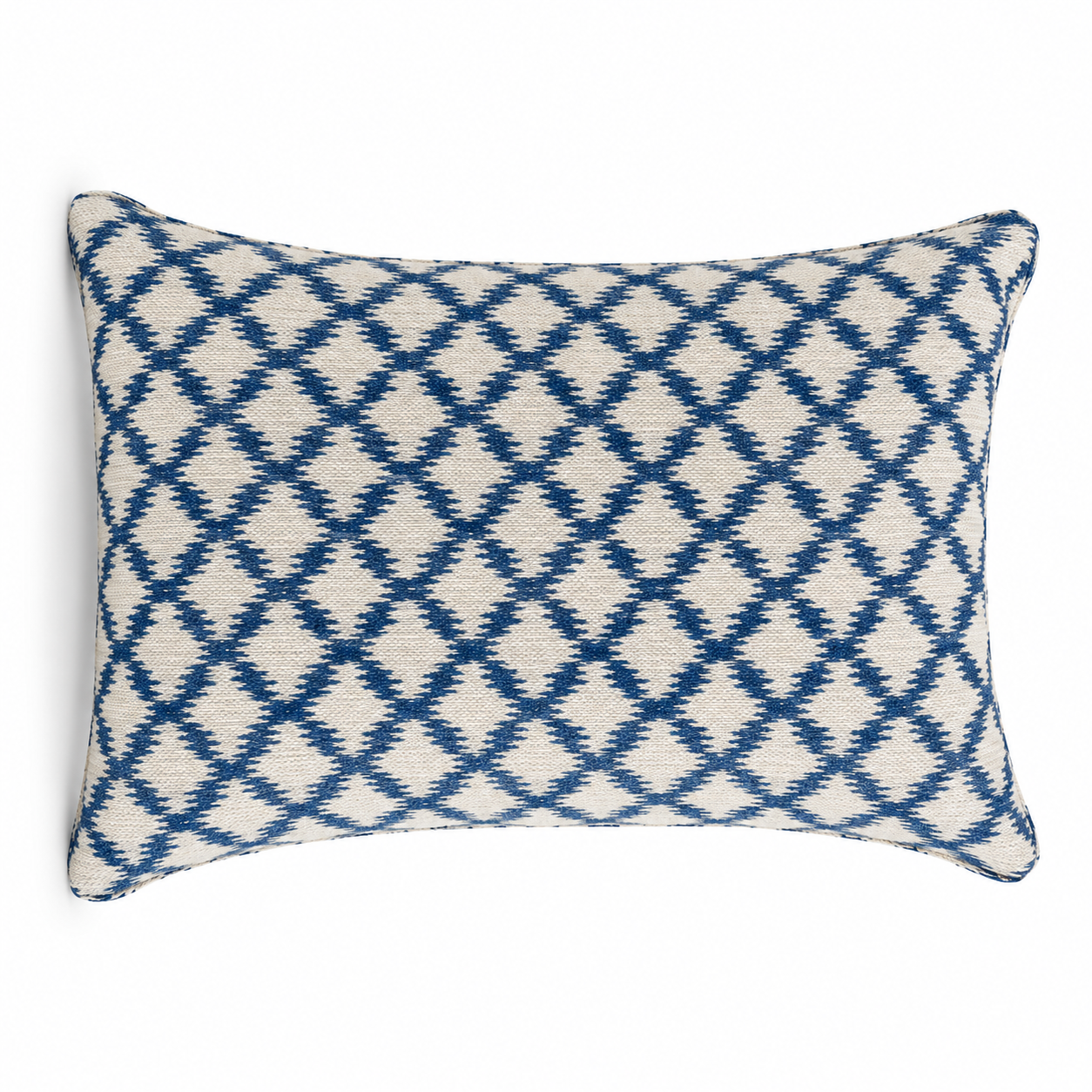 Ikat Diamond Outdoor Lumbar Pillow - Cobalt