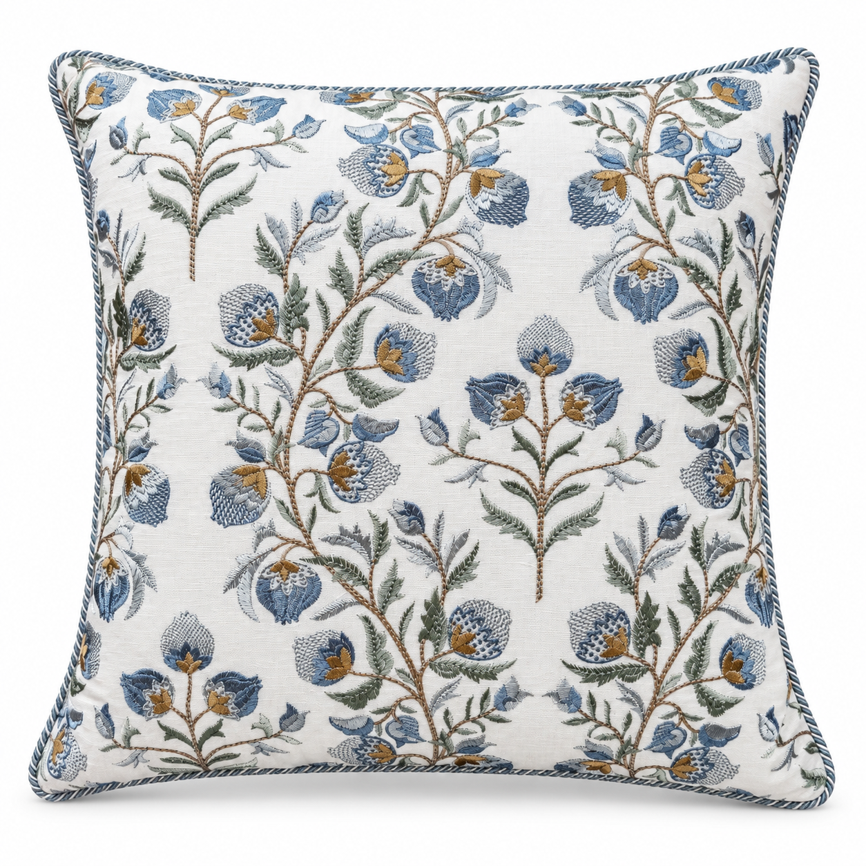 Pomeline Embroidery Pillow - Bluebell