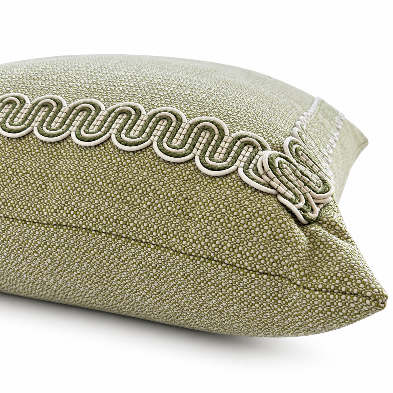 Tahiti Tweed Outdoor Pillow w/ Banding - Palm - Image 3
